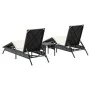 Tumbonas con mesita 2 unidades ratán sintético negro by , Loungers - Ref: Foro24-4002710, Price: 268,03 €, Discount: %