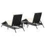 Tumbonas con mesita 2 unidades ratán sintético negro de , Tumbonas - Ref: Foro24-4002710, Precio: 272,50 €, Descuento: %