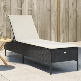 Tumbona con cojín ratán sintético negro de , Tumbonas - Ref: Foro24-4002719, Precio: 149,73 €, Descuento: %