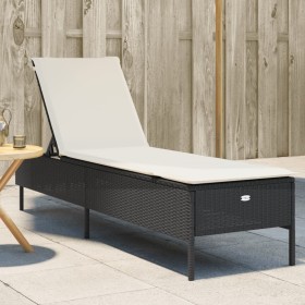 Tumbona con cojín ratán sintético negro de , Tumbonas - Ref: Foro24-4002719, Precio: 152,50 €, Descuento: %