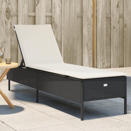 Tumbona con cojín ratán sintético negro de , Tumbonas - Ref: Foro24-4002719, Precio: 152,50 €, Descuento: %