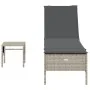 Tumbona con cojín y mesita ratán sintético gris claro by , Loungers - Ref: Foro24-4002733, Price: 174,08 €, Discount: %