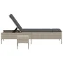 Tumbona con cojín y mesita ratán sintético gris claro by , Loungers - Ref: Foro24-4002733, Price: 174,08 €, Discount: %