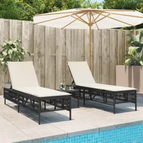 Tumbonas con mesita 2 unidades ratán sintético negro von , Liegen - Ref: Foro24-4002746, Preis: 265,96 €, Rabatt: %