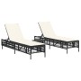 Tumbonas con mesita 2 unidades ratán sintético negro de , Tumbonas - Ref: Foro24-4002746, Precio: 272,08 €, Descuento: %