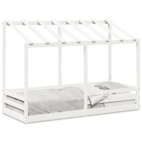 Children's bed with solid white pine wood roof 90x190 cm by , Beds and slatted bases - Ref: Foro24-847007, Price: 127,57 €, D...