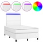 Cama box spring colchón y LED cuero sintético blanco 120x200 cm de , Camas y somieres - Ref: Foro24-3135874, Precio: 415,07 €...
