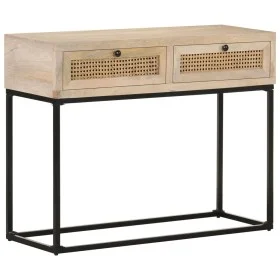 Massivholz-Konsolentisch aus Mangoholz und natürlicher Rohrkanne, 100x35x76 cm. von vidaXL, Seitentische - Ref: Foro24-323512...