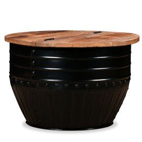 Mesa de centro forma de barril madera maciza reciclada negro en Mesas de centro | Comprar online en Foru.es