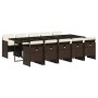 Set comedor de jardín 11 pzas y cojines ratán sintético marrón de , Conjuntos de jardín - Ref: Foro24-3210573, Precio: 974,87...