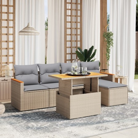 Juego de sofás jardín con cojines 6 pzas ratán sintético beige de , Conjuntos de jardín - Ref: Foro24-3276034, Precio: 385,35...