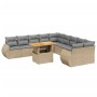 Set de sofás de jardín 11pzas con cojines ratán sintético beige de , Conjuntos de jardín - Ref: Foro24-3272389, Precio: 782,8...