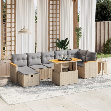 Juego de sofás de jardín con cojines beige 8 pzas ratán PE de , Conjuntos de jardín - Ref: Foro24-3276048, Precio: 522,43 €, ...