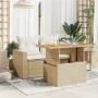Mesa de jardín ratán PE y madera de acacia beige 100x55x73 cm de , Mesas de jardín - Ref: Foro24-366065, Precio: 101,52 €, De...