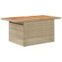 Mesa de jardín ratán PE y madera de acacia beige 100x55x73 cm de , Mesas de jardín - Ref: Foro24-366065, Precio: 101,52 €, De...