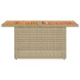 Mesa de jardín ratán PE y madera de acacia beige 100x55x73 cm de , Mesas de jardín - Ref: Foro24-366065, Precio: 101,52 €, De...