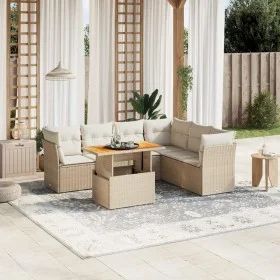 Set sofás de jardín 7 piezas y cojines ratán sintético beige de , Conjuntos de jardín - Ref: Foro24-3270848, Precio: 500,42 €...