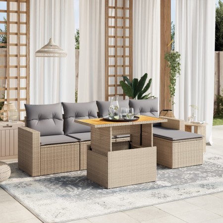 Juego de sofás jardín con cojines 6 pzas ratán sintético beige de , Conjuntos de jardín - Ref: Foro24-3271290, Precio: 385,03...