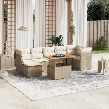 Juego de sofás de jardín con cojines beige 8 pzas ratán PE de , Conjuntos de jardín - Ref: Foro24-3270946, Precio: 536,05 €, ...