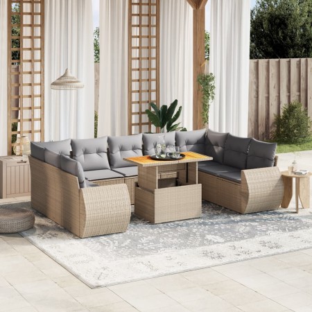 Juego de sofás jardín con cojines beige 10 pzas ratán sintético de , Conjuntos de jardín - Ref: Foro24-3272340, Precio: 692,1...