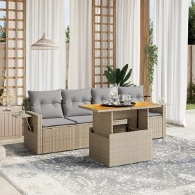 Juego de sofás jardín con cojines 5 pzas ratán sintético beige de , Conjuntos de jardín - Ref: Foro24-3271633, Precio: 352,99...