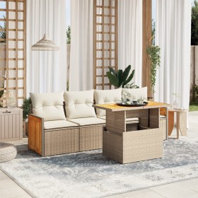 Juego de sofás jardín con cojines 5 pzas ratán sintético beige de , Conjuntos de jardín - Ref: Foro24-3273837, Precio: 336,25...
