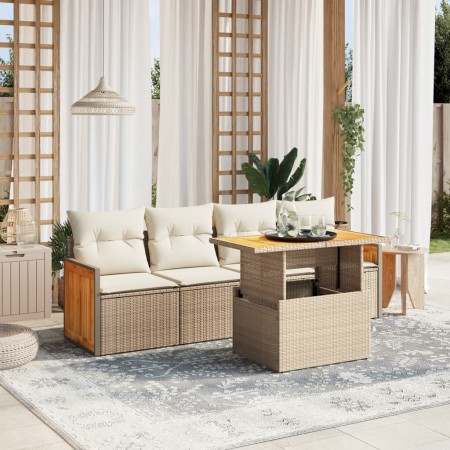 Juego de sofás jardín con cojines 5 pzas ratán sintético beige de , Conjuntos de jardín - Ref: Foro24-3273837, Precio: 336,25...