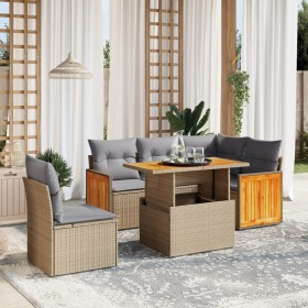 Juego de sofás jardín con cojines 6 pzas ratán sintético beige de , Conjuntos de jardín - Ref: Foro24-3273964, Precio: 415,27...