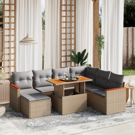Juego de sofás de jardín con cojines beige 8 pzas ratán PE de , Conjuntos de jardín - Ref: Foro24-3276055, Precio: 522,43 €, ...