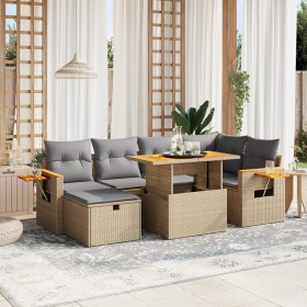 Set sofás de jardín 7 piezas y cojines ratán sintético beige de , Conjuntos de jardín - Ref: Foro24-3276146, Precio: 481,14 €...