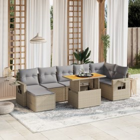 Juego de sofás de jardín con cojines beige 8 pzas ratán PE de , Conjuntos de jardín - Ref: Foro24-3275712, Precio: 534,24 €, ...