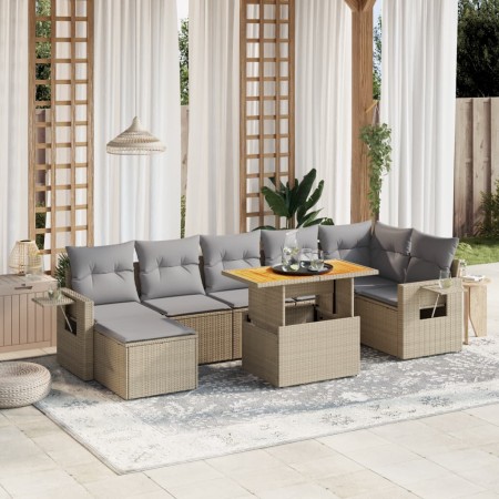 Juego de sofás de jardín con cojines beige 8 pzas ratán PE de , Conjuntos de jardín - Ref: Foro24-3275712, Precio: 534,24 €, ...