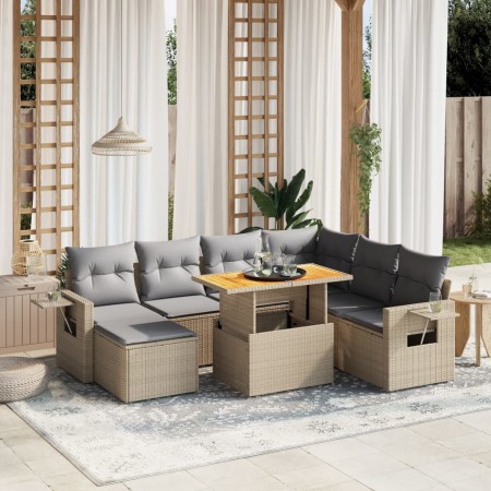 Juego de sofás de jardín con cojines beige 8 pzas ratán PE de , Conjuntos de jardín - Ref: Foro24-3275719, Precio: 534,24 €, ...