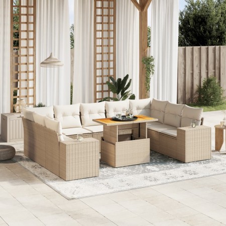 Juego de sofás jardín con cojines beige 10 pzas ratán sintético de , Conjuntos de jardín - Ref: Foro24-3272780, Precio: 693,7...