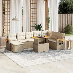 Juego de sofás de jardín con cojines beige 8 pzas ratán PE de , Conjuntos de jardín - Ref: Foro24-3273634, Precio: 593,34 €, ...