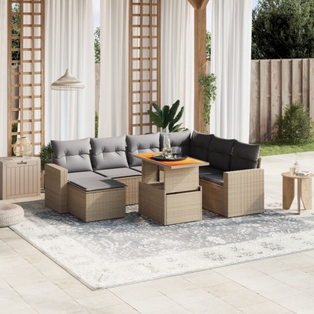 Juego de sofás de jardín con cojines beige 8 pzas ratán PE de , Conjuntos de jardín - Ref: Foro24-3271430, Precio: 515,46 €, ...