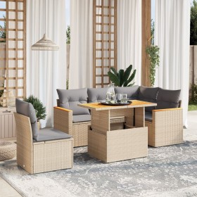 Juego de sofás jardín con cojines 6 pzas ratán sintético beige de , Conjuntos de jardín - Ref: Foro24-3273082, Precio: 411,73...