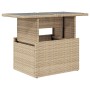 Mesa de jardín superficie de vidrio ratán PE beige 100x55x73 cm de , Mesas de jardín - Ref: Foro24-366059, Precio: 104,51 €, ...