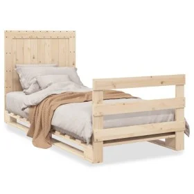 Estructura de cama con cabecero madera maciza de pino 90x200 cm de , Camas y somieres - Ref: Foro24-3281538, Precio: 143,35 €...