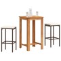 Mesa y taburetes de jardín 3 pzas madera acacia ratán PE marrón de , Conjuntos de jardín - Ref: Foro24-3295266, Precio: 183,7...
