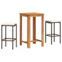 Mesa y taburetes de jardín 3 pzas madera acacia ratán PE marrón de , Conjuntos de jardín - Ref: Foro24-3295266, Precio: 183,7...