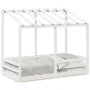 Cama para niños con techo madera de pino blanco 80x160 cm de , Camas y somieres - Ref: Foro24-847013, Precio: 118,98 €, Descu...