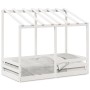 Cama para niños con techo madera de pino blanco 80x160 cm de , Camas y somieres - Ref: Foro24-847013, Precio: 120,08 €, Descu...
