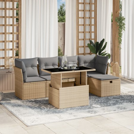Juego de sofás jardín con cojines 6 pzas ratán sintético beige de , Conjuntos de jardín - Ref: Foro24-3274639, Precio: 388,66...