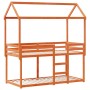 Cama litera con techo madera maciza pino marrón cera 90x190 cm de , Camas y somieres - Ref: Foro24-3282126, Precio: 245,27 €,...