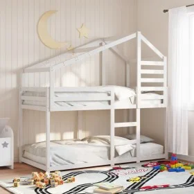 Bunk bed with solid white pine wood roof 90x200 cm by , Beds and slatted bases - Ref: Foro24-3281971, Price: 257,16 €, Discou...