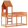 Cama litera con techo madera maciza pino marrón 90x200 cm de , Camas y somieres - Ref: Foro24-3281999, Precio: 252,09 €, Desc...