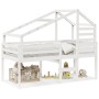 Cama alta con techo blanca madera maciza pino blanca 90x200 cm de , Camas y somieres - Ref: Foro24-3281978, Precio: 270,60 €,...