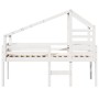 Cama alta con techo blanca madera maciza pino blanca 90x200 cm de , Camas y somieres - Ref: Foro24-3281978, Precio: 270,60 €,...