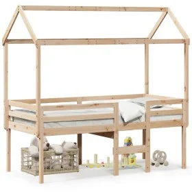 Hochbett mit massivem Kieferndach 90x200 cm von , Betten und Lattenroste - Ref: Foro24-3282132, Preis: 234,29 €, Rabatt: %